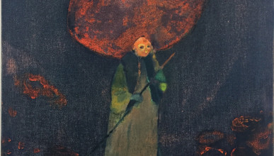 Adam Lee, Woman With Burden (2017), Oil and Syntetic Polymer on Canvas, 48x37cm
