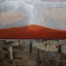 Jan Valik: red mountain. oil, wood, ink, oil stick on canvas_145x160cm_2011_2012