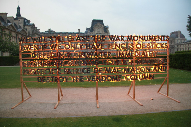 Robert Montgomery fire board in Paris - AJL Art