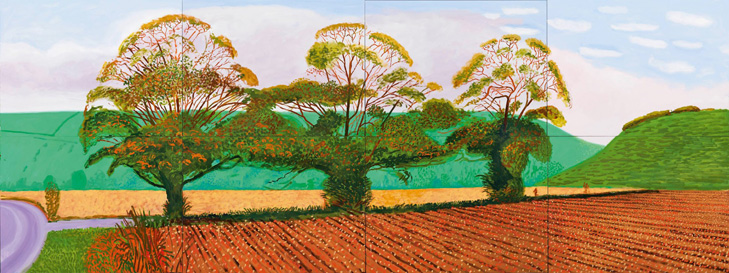 David Hockney: Three Trees near Thixendale, Spring, 2008 Sammlung Würth, Inv. 12500 © David Hockney 2015, Foto: Richard Schmidt