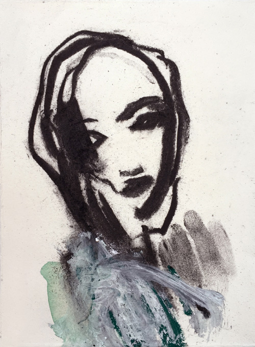 Heather Betts: Of her face 2015 22 x 16 cm Charcoal and pigment on etching paper,