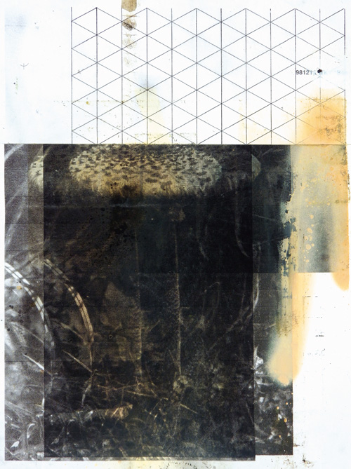 Kai Mailänder: Nr.214, Tintenstrahldruck, Lackfarbe, Ölfarbe, Papier, 40x30cm, 2016