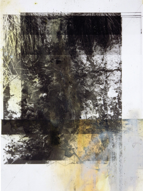 Kai Mailänder: Nr.87, Tintenstrahldruck, Lackfarbe, Ölfarbe, Bleistift, Papier, 40x30cm, 2016
