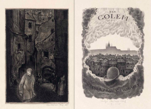 Front and illustration from Hugo Steiner-Prags Der Golem – Prager Phantasien, 1916, Jüdisches Museum, photo: Jens Zieher