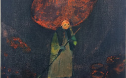 Adam Lee, Woman With Burden (2017), Oil and Syntetic Polymer on Canvas, 48x37cm