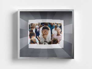 Jeremy Shaw Towards Universal Pattern Recognition (National Day of Prayer,1992), 2017kaleidoscopic acrylic, chrome, archival colour photograph40.3 x 35.3 x 14 cm; 15 3/4 x 14 x 5 1/2 inuniqueCourtesy KÖNIG Galerie Berlin / London